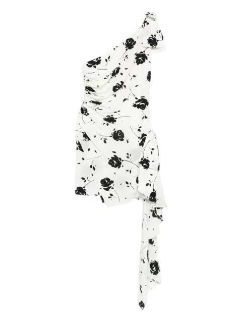 Alessandra Rich floral-print one-shoulder dress White FABX4149F4567