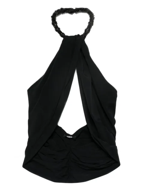 Amen beaded halterneck top Black AMW25201999