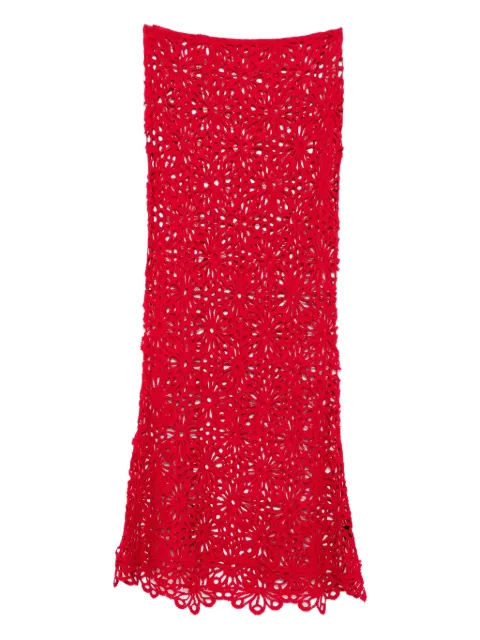 Norma Kamali floral-lace skirt Red ST225SCRP02946