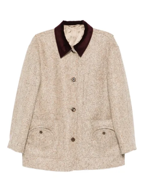 Blazé Milano Clelia corduroy-collar wool jacket Neutrals JKAJS01ISNN