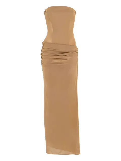 Alex Perry strapless draped maxi dress Green D1514PF25