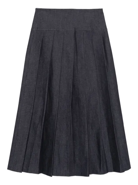 ALFIE plissé-effect denim midi skirt Blue PLISSE