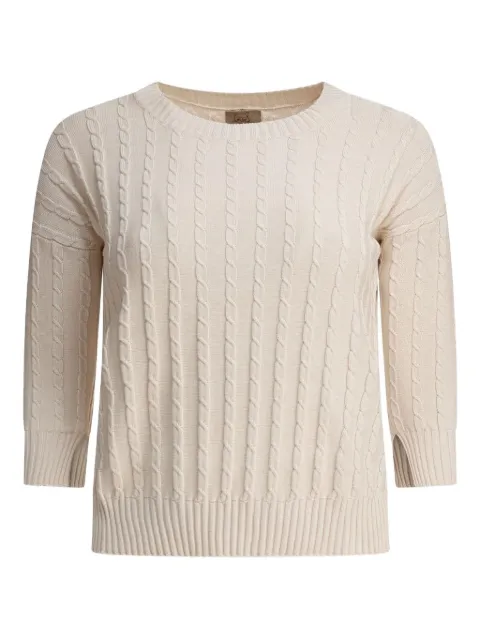 RAKKI cable-knit cotton sweater Neutrals ANDALUSIA
