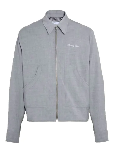 Family First embroidered zip-up jacket Grey JBS2501GY
