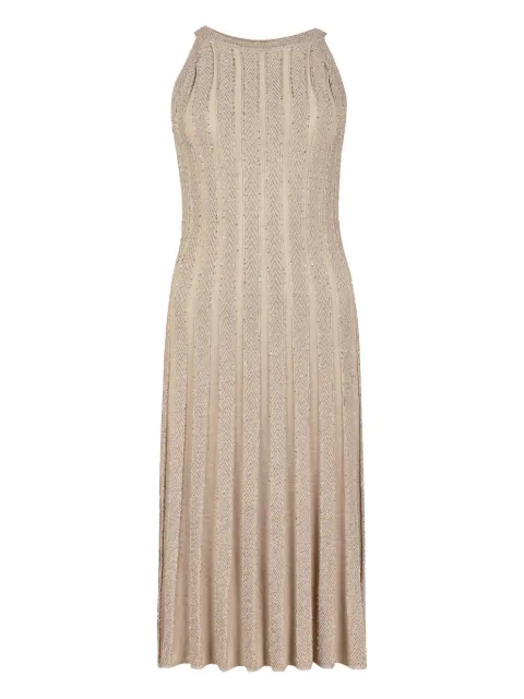 D.Exterior embellished pleated dress Neutrals 600346NUDO