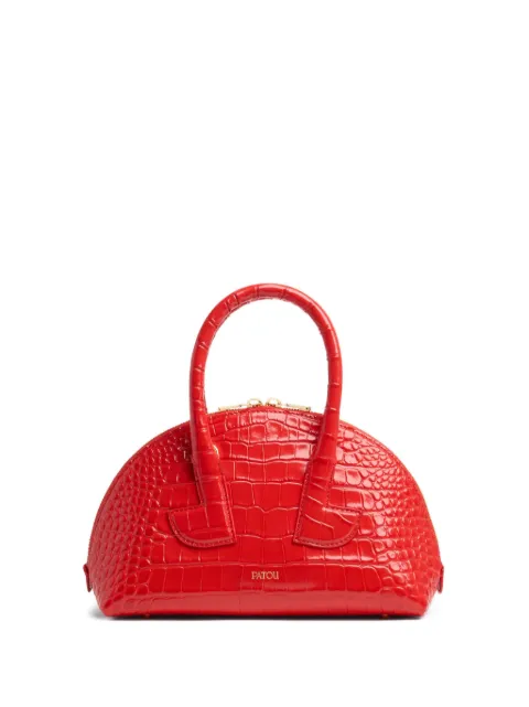 Patou Le Patou Bowling crocodile-embossed half-moon bag Red BA0195044318R