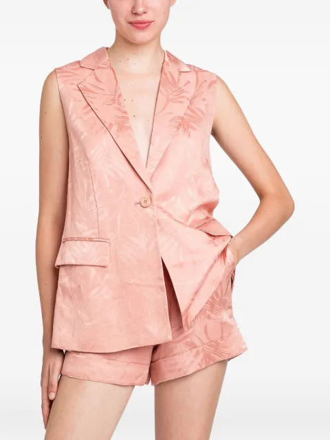 TWINSET leaf-print single-breasted waistcoat Pink 251TT2176