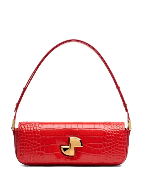 Patou Le Lock crocodile-embossed shoulder bag Red BA0205044318R