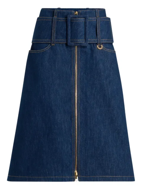 Patou zip-front belted denim skirt Blue SK0940008602D