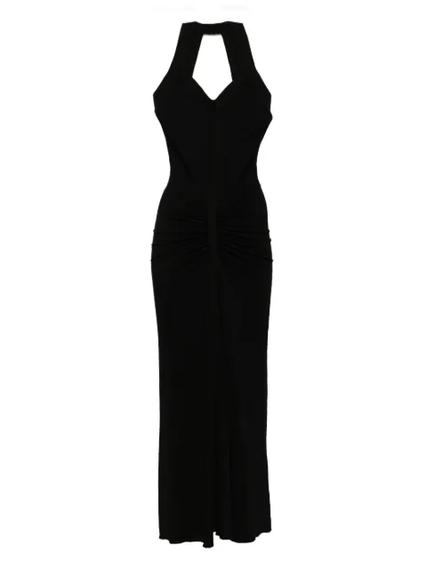 Herve L. Leroux open neck draped midi dress Black 122354
