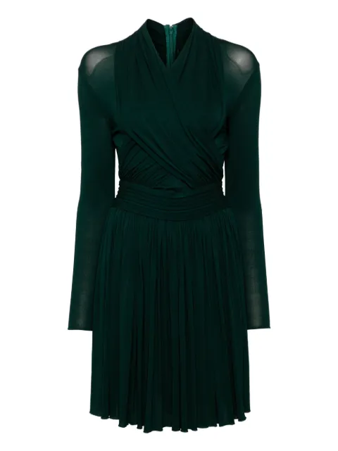 Herve L. Leroux X front overlap long sleeves swing dress Green 220312