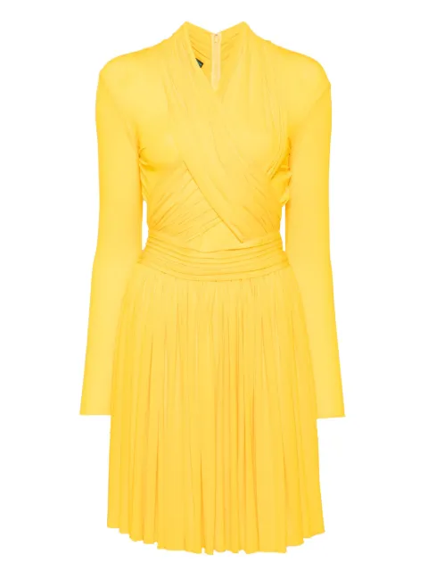 Herve L. Leroux X front overlap long sleeves swing dress Yellow 220312