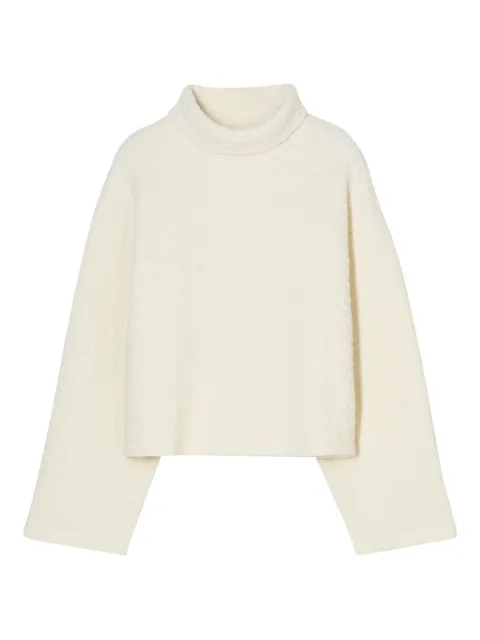 Closed high-neck textured sweatshirt Neutrals C9565048W22