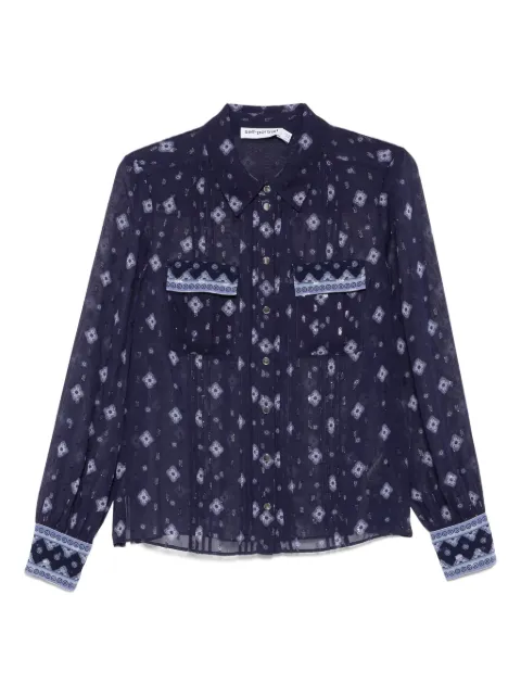 Self-Portrait patterned chiffon blouse Blue PF25072T