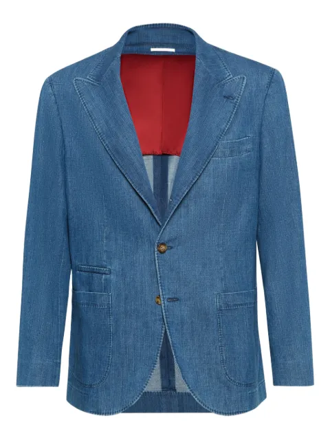 Brunello Cucinelli three-button patch-pocket blazer Blue ME6457BUDC1471