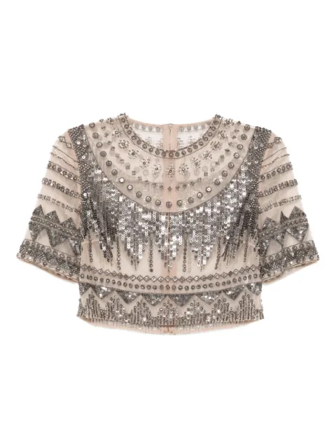 Elie Saab Tulle-art crop top Neutrals TO149N