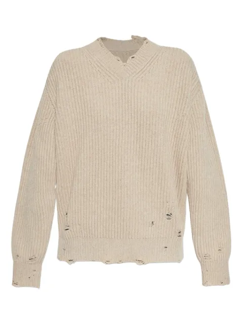 MM6 Maison Margiela distressed ribbed sweater Neutrals S52HN0011M13138