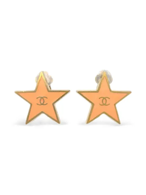 CHANEL Pre-Owned 2001 Star CC clip-on earrings Gold ER194577