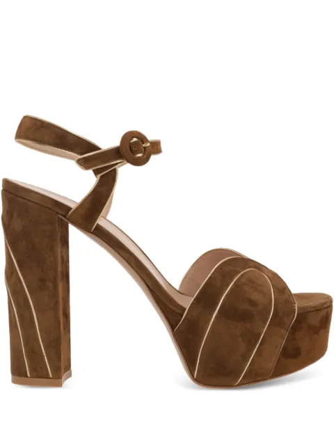 Gianvito Rossi 125mm platform suede ankle-strap sandals Brown G3263685RICNSMMETE