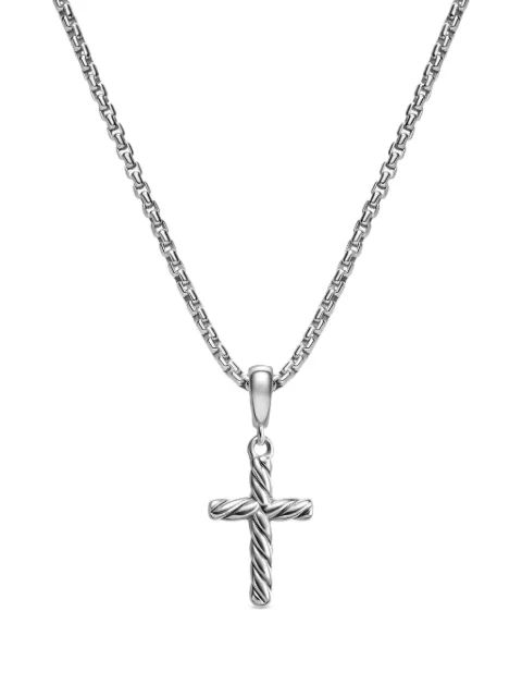 David Yurman cable cross pendant necklace Silver N18574SS