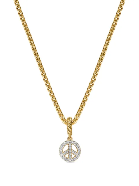 David Yurman 18K gold Micro Pavé© Peace Sign diamond necklace Gold D18672D88ADI