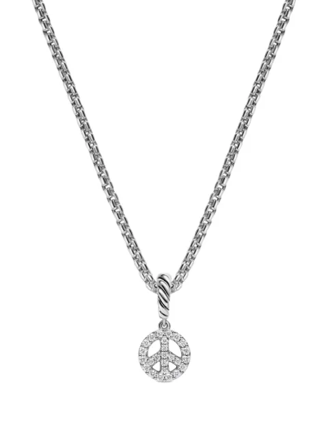 David Yurman Micro Pavé© Peace Sign diamond necklace Silver D18672DSSADI