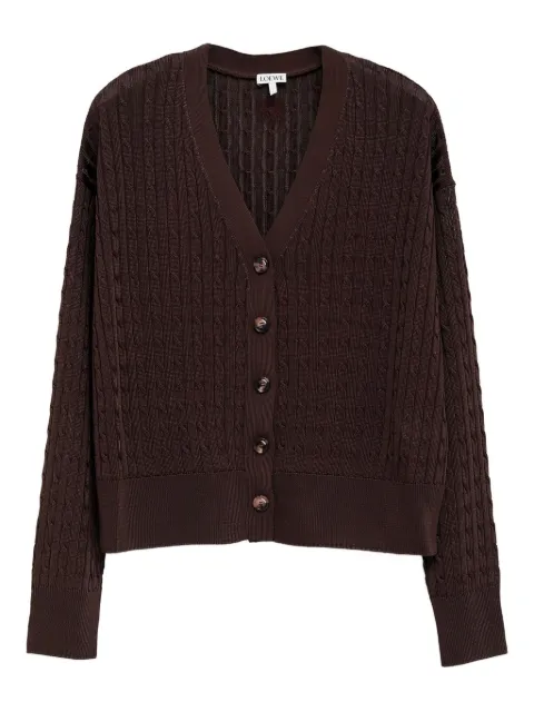 LOEWE cable-knit buttoned cardigan Brown S359Y16KA8