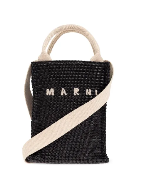 Marni raffia-effect tote mini bag Black SHMP0145U0P3860
