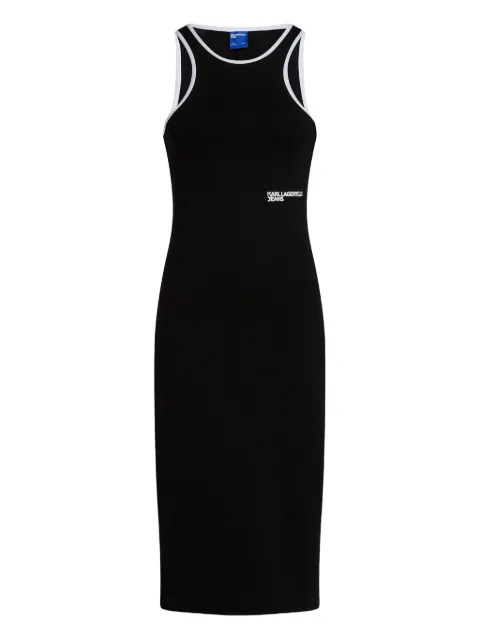 Karl Lagerfeld Jeans contrast-trim sleeveless midi dress Black A3W13008999