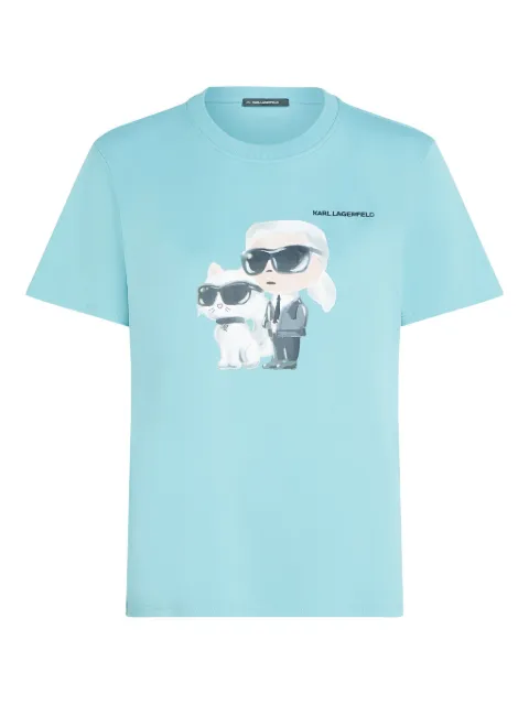 Karl Lagerfeld Ikon Karl and Choupette graphic-print T-shirt Blue A3W170771XS