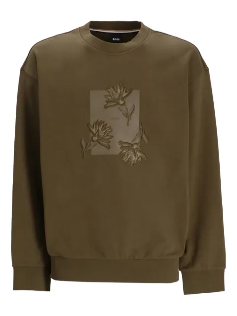 BOSS floral-embroidered sweatshirt Green 50537683