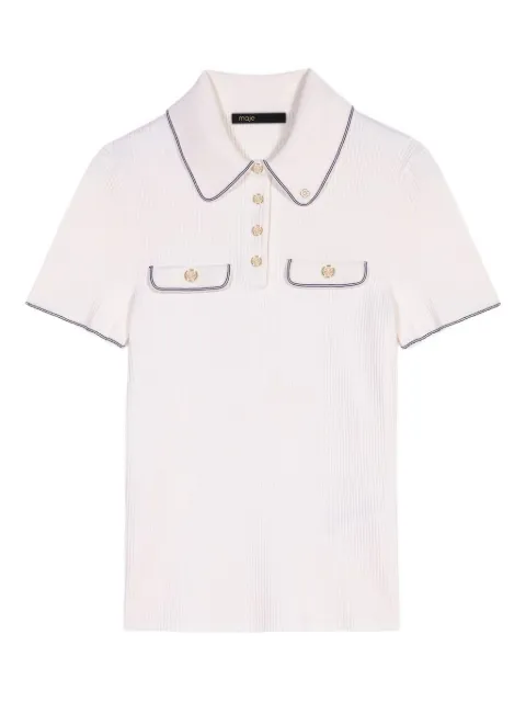 Maje ribbed-knit polo shirt White MFPPU00915
