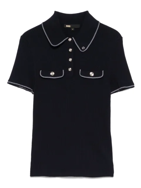 Maje contrast-trim polo shirt Blue MFPPU00915