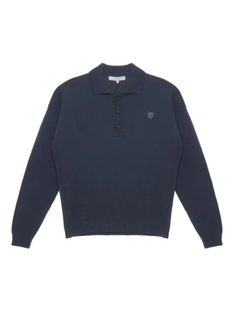 Maison Kitsuné Fox Head polo sweater Grey OM00202KT1099