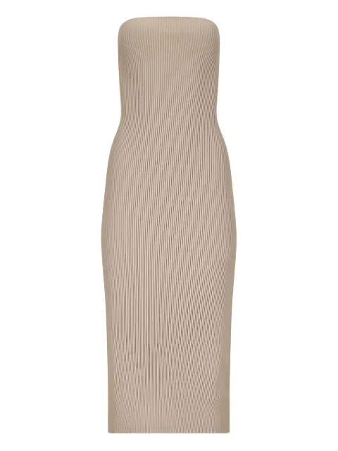 Max Mara ribbed strapless midi dress Neutrals 25113E12