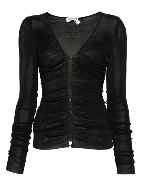 Self-Portrait button-detailed long-sleeve t-shirt Black PF25098T