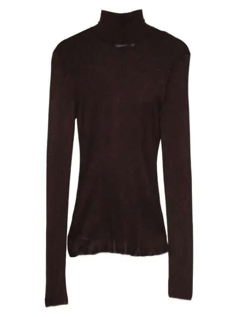 Self-Portrait high-neck ribbed top Brown PF25116T