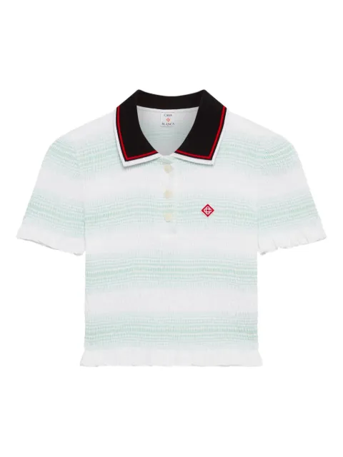Casablanca striped smocked-detail top White WPF25JTP21501