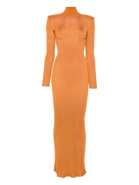 Self-Portrait high-neck long-sleeve dress Orange SS25945XOTAN