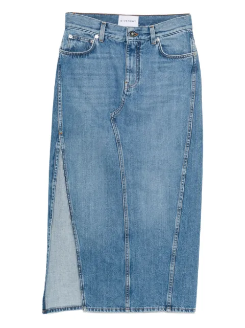 Givenchy side-split denim mid-lenght straight skirt Blue BW40Z9516F