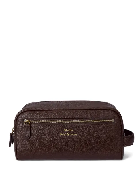 Polo Ralph Lauren Pebbled-leather wash bag Brown 405966737002