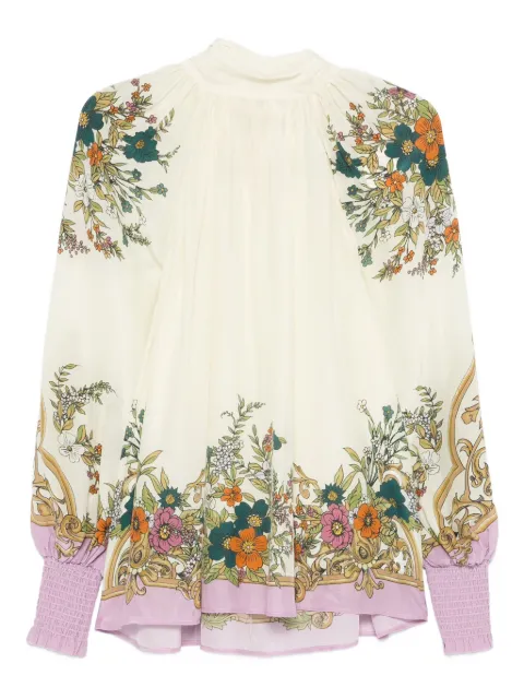 ALEMAIS floral-print high-neck blouse White 5760TCREAM