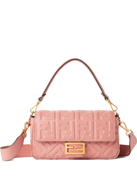 FENDI medium Baguette FF logo quilted shoulder bag Pink 8BR600AT57