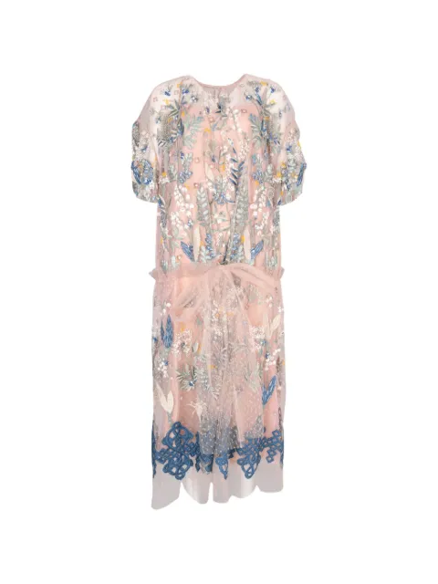 Biyan Araina embroidered tulle dress Pink DBSS25007