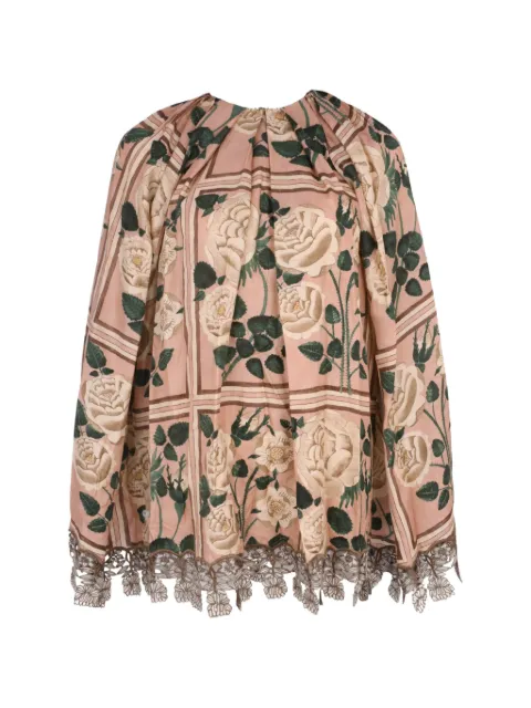 Biyan embroidered-hemline print blouse Pink BBSS25015