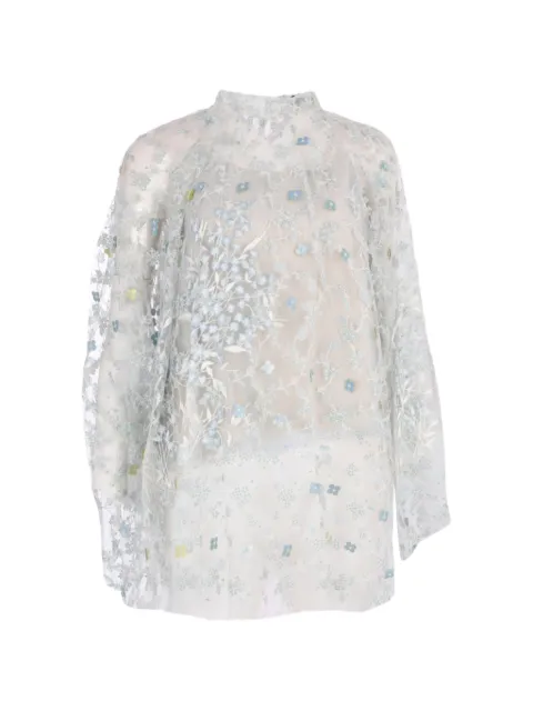 Biyan Sehati beaded embroidered light-blue blouse White BBSS25019