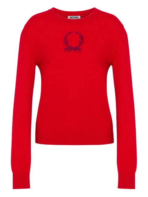 Moschino Laurel Crown embellished logo sweater Red A09305502