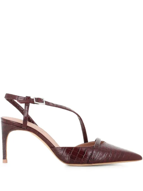 Malone Souliers 70mm Valeria crocodile-embossed pointed-toe pumps Brown VALERIA7010