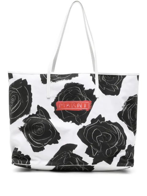 Marni large floral-printed tote bag Black SHMQ0088U0P8468ZO944