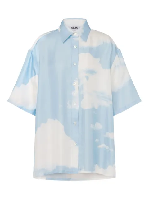 Moschino Archive Clouds silk shirt Blue J02385551